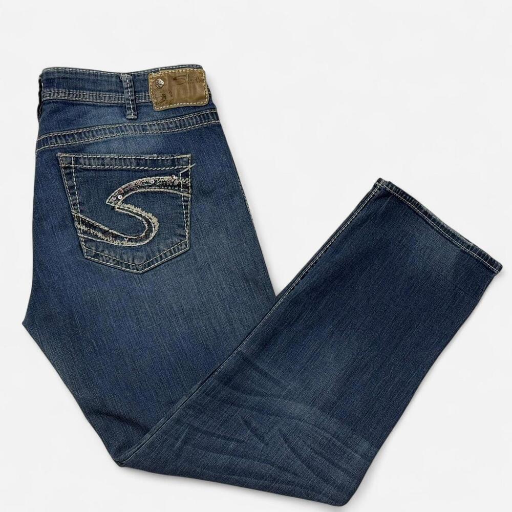Vintage Women's Silver Jeans Co. Navy Sam Boyfriend Jeans 32x28